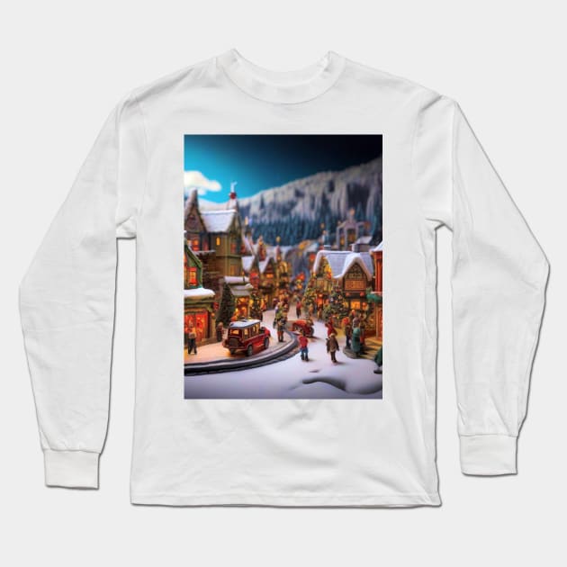 Christmas Village Long Sleeve T-Shirt by likbatonboot